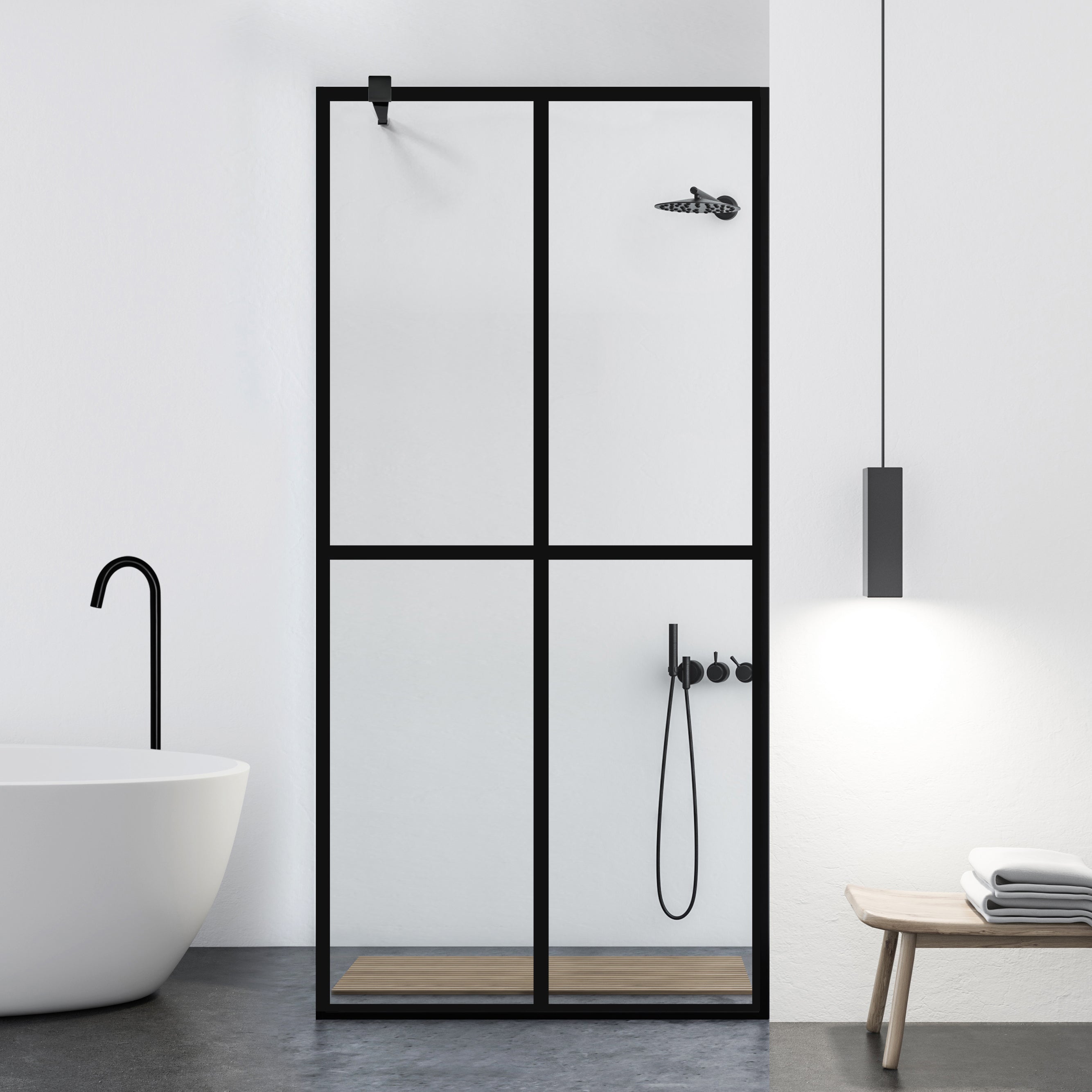 Paravan dus Walk-in, Perete dus Negru, #Clara #Víztiszta