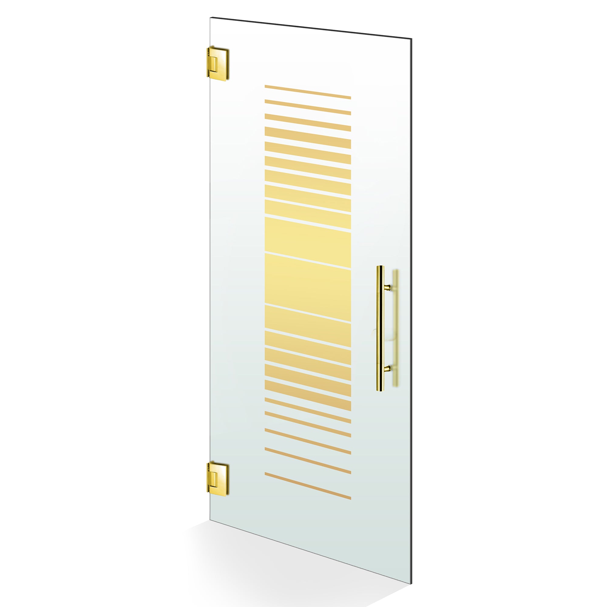 Hinged glass door gold, #Satiné