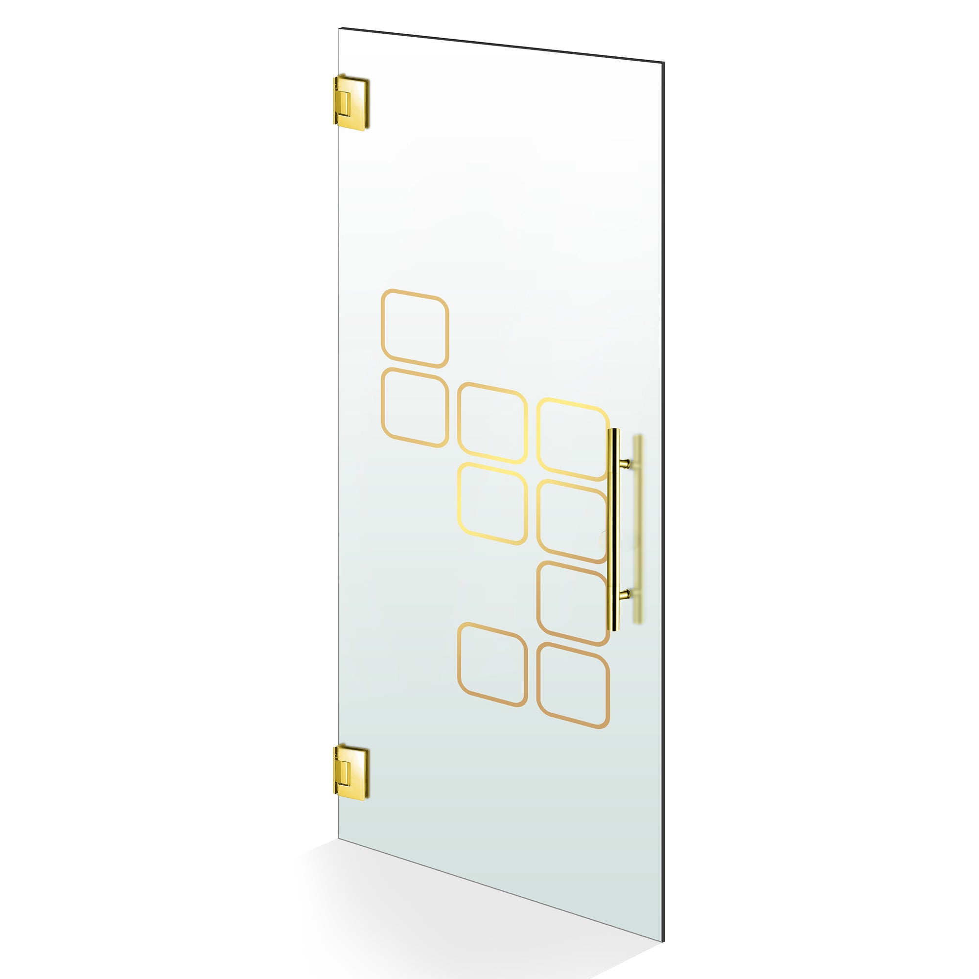 Hinged glass door gold, #Satiné