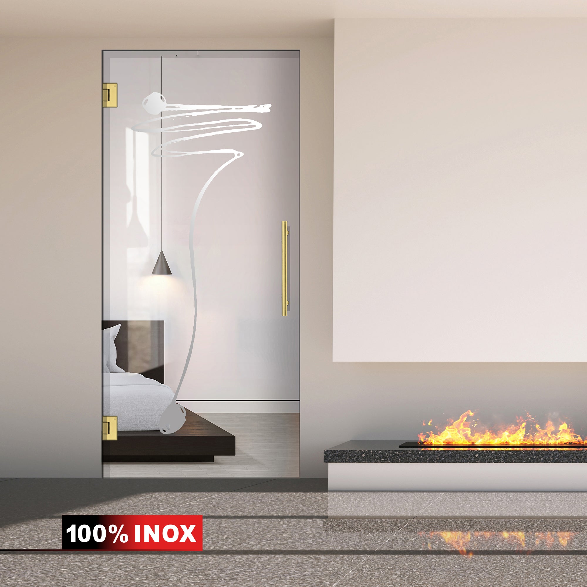 Hinged glass door gold, #Clear