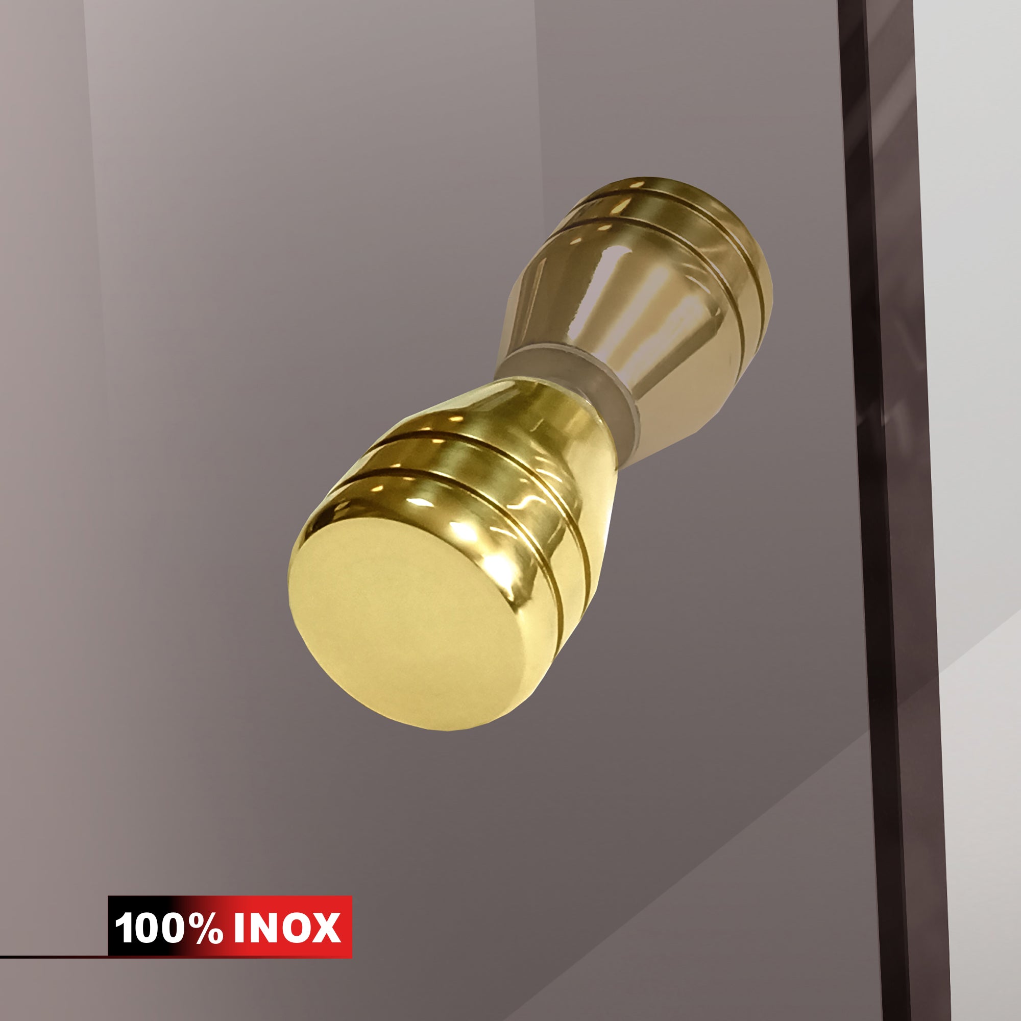 Porte en verre battante dorée, #Bronze