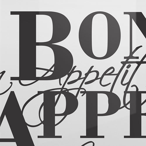 Verre peint pour revêtements de cuisine, modèle BON APPETIT