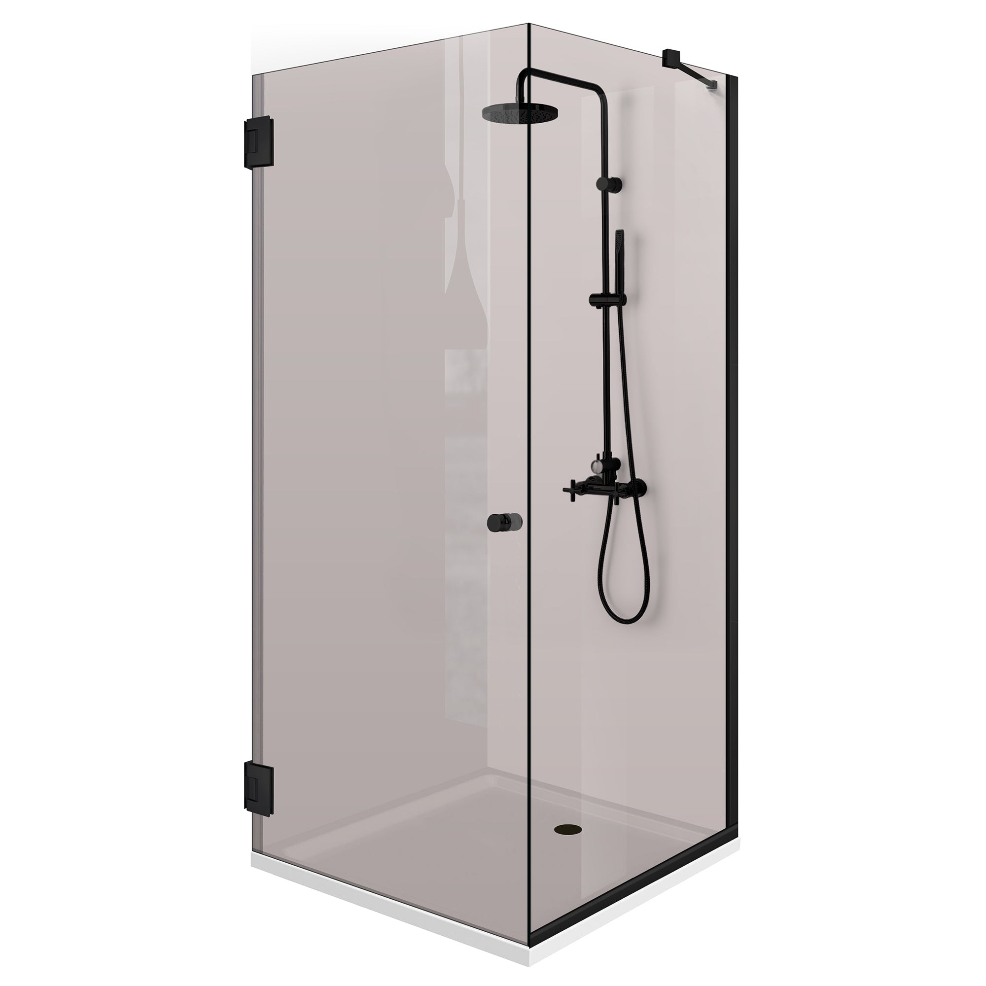 Cabine de douche avec porte battante #Bronze