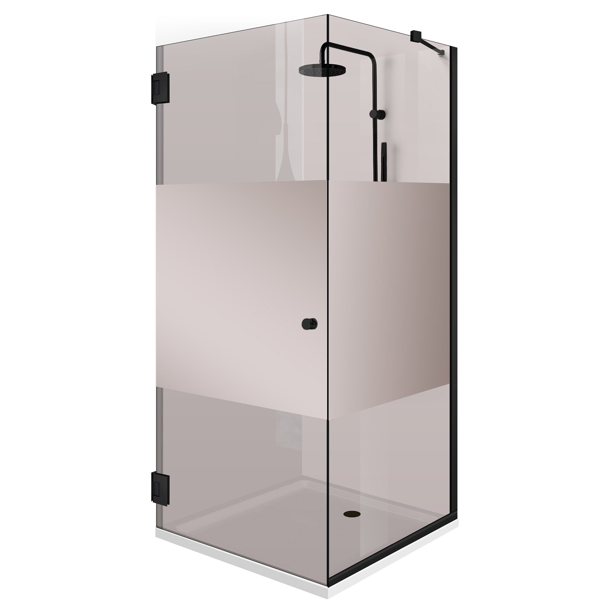 Cabine de douche avec porte battante #Bronze