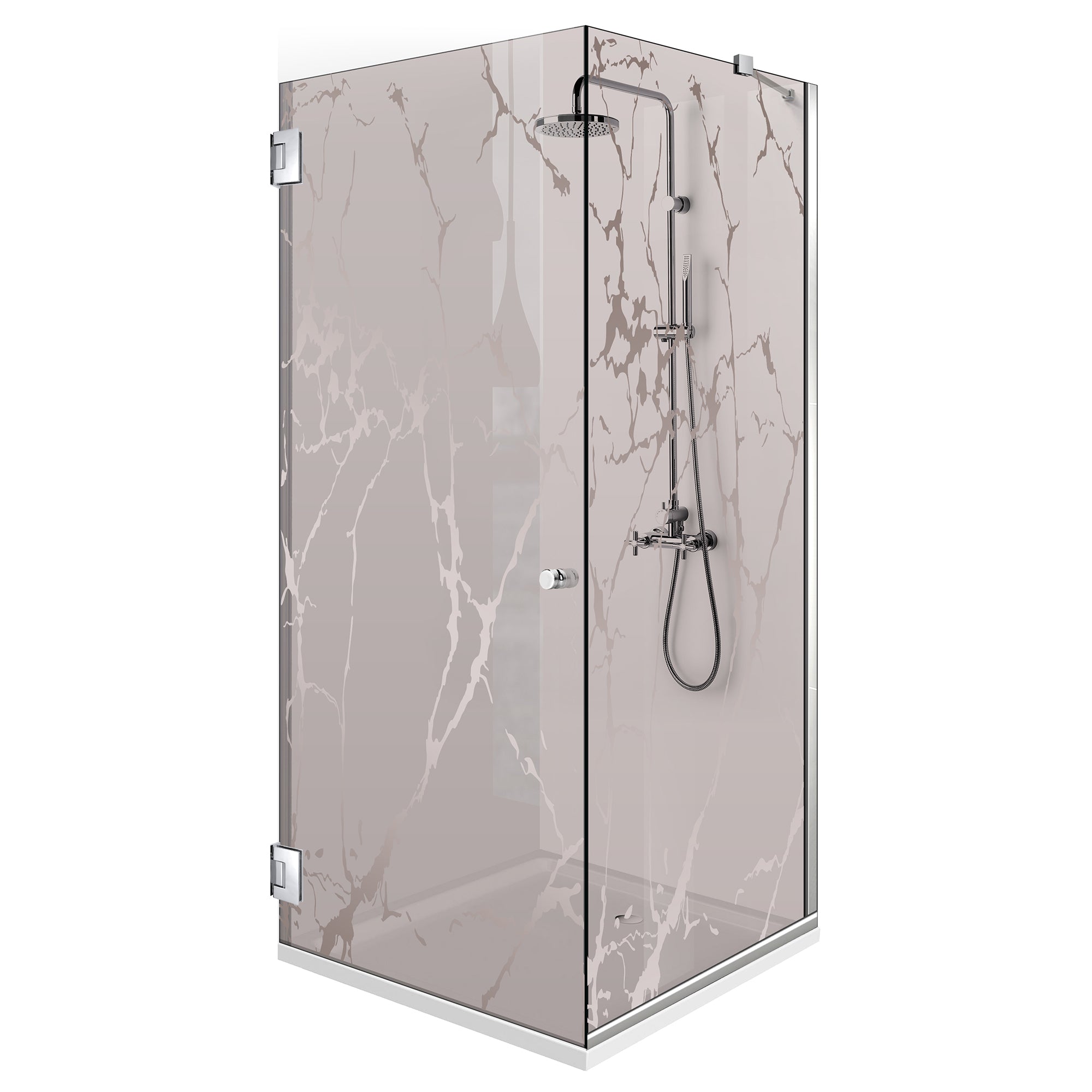 Cabine de douche avec porte battante #Bronze