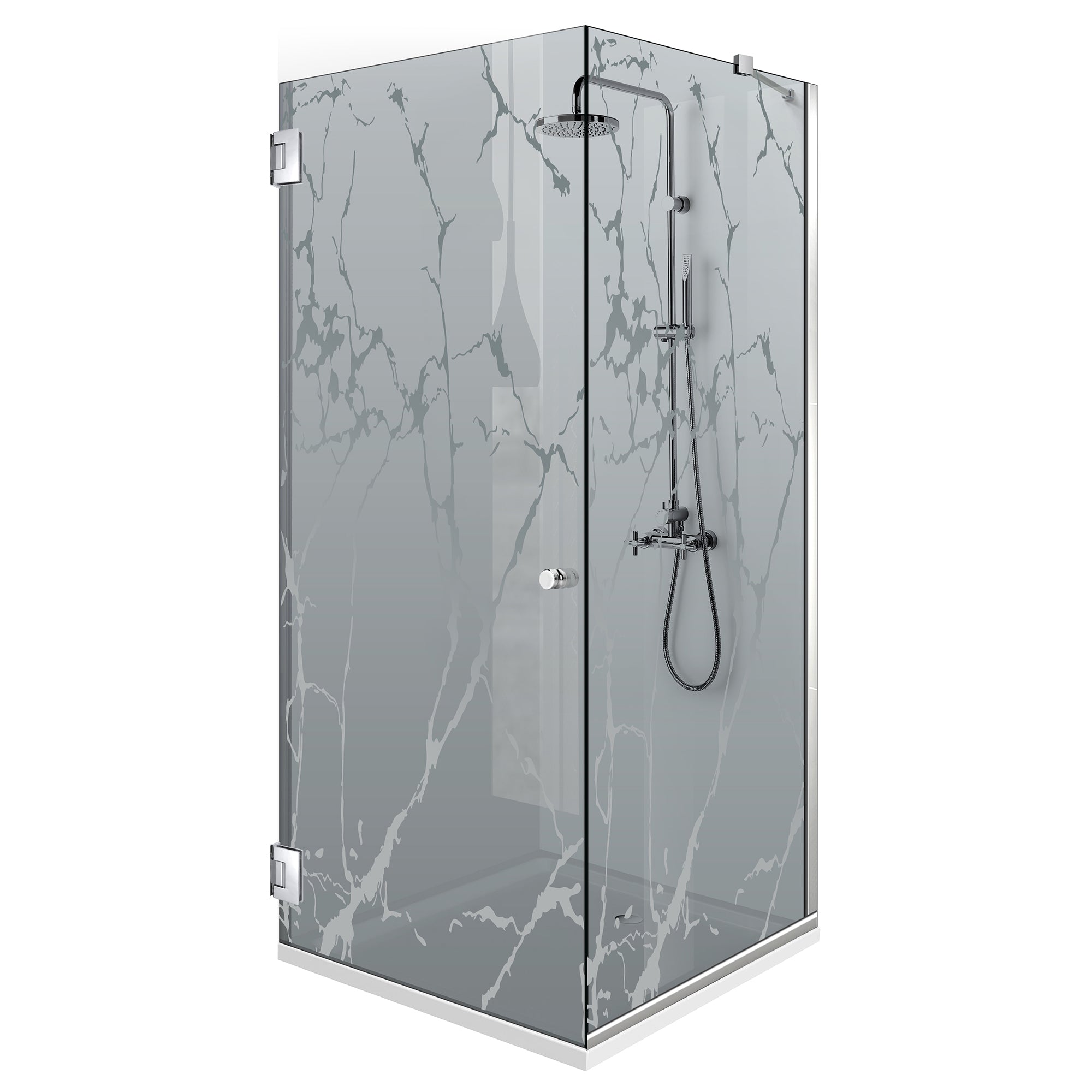 Cabine de douche avec porte battante #Gris