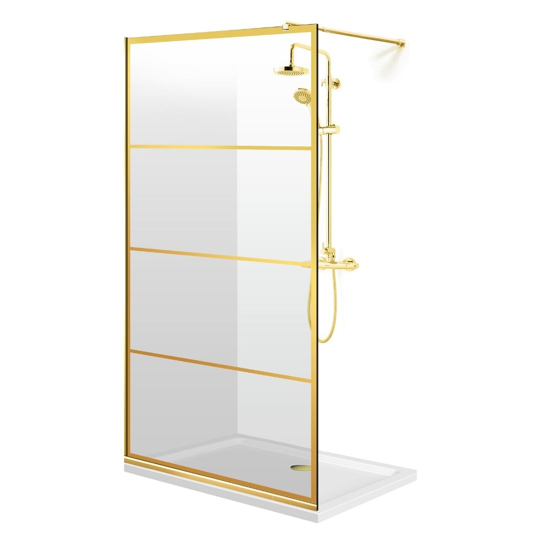 Paravan dus Walk-in, Perete dus  Auriu, #Clara #Víztiszta