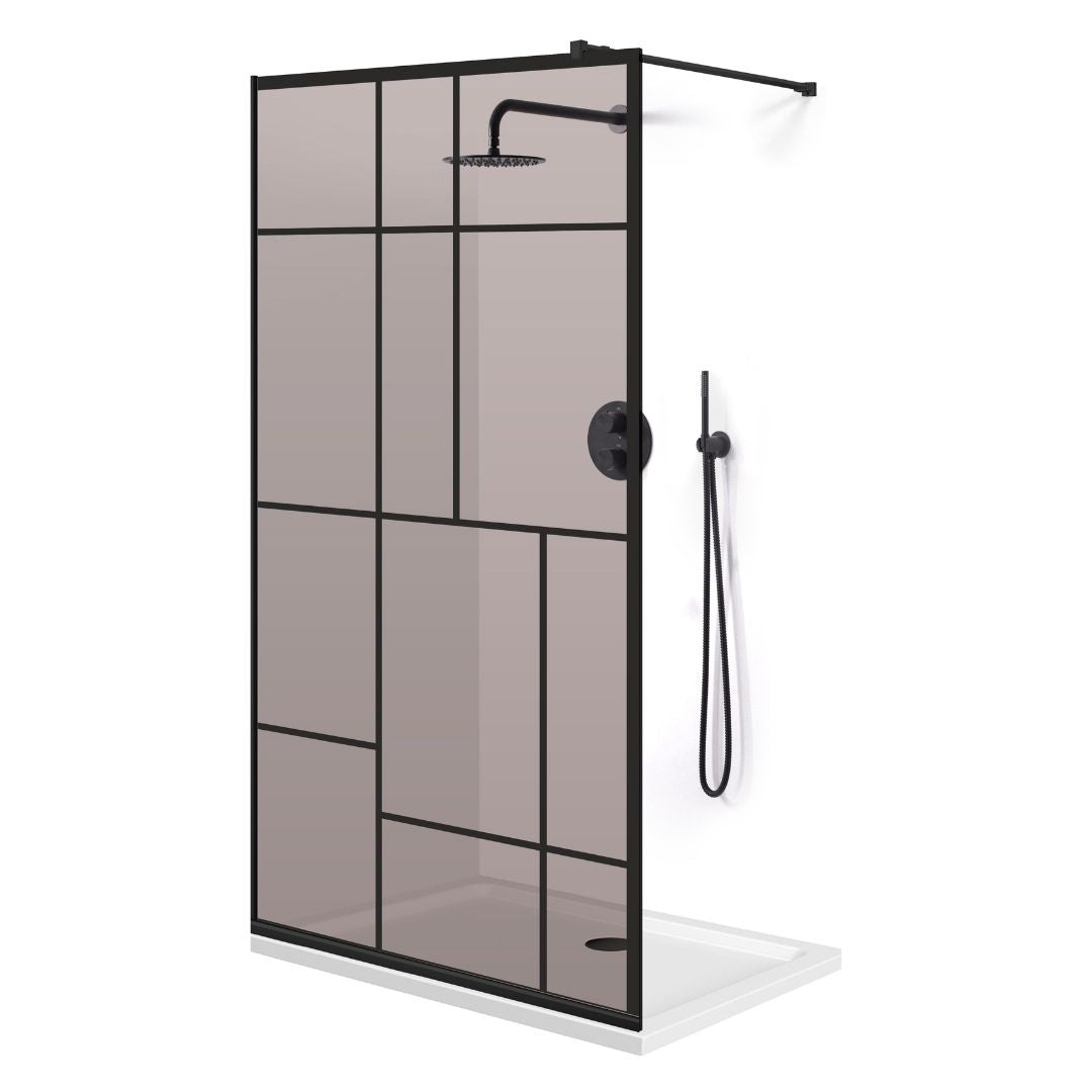 Paravan dus Walk-in, Perete dus  Negru, #Bronz #Bronz