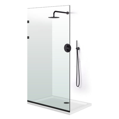 Paravan dus Walk-in, Perete dus Inox, negru mat, #Clara #Víztiszta