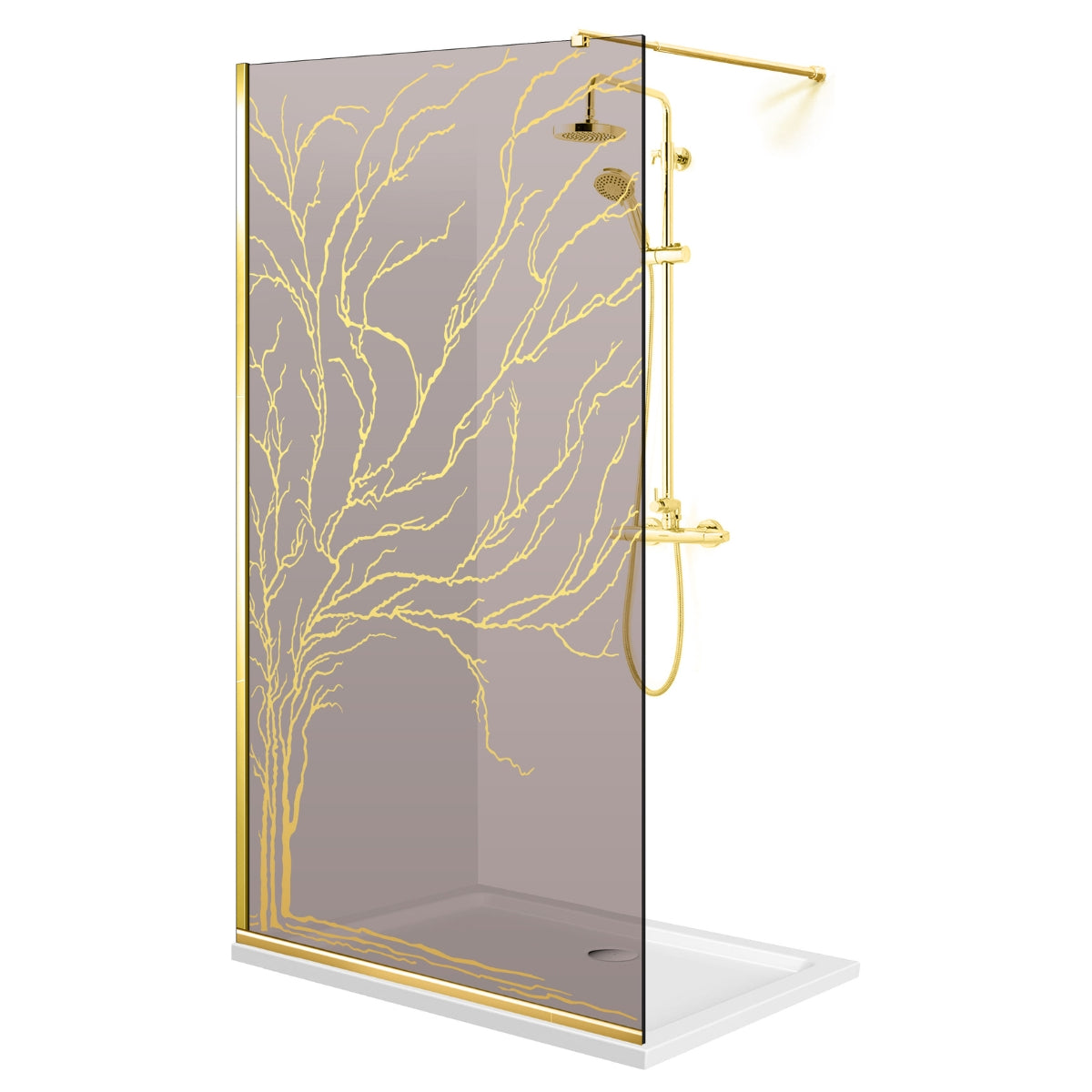 Paravan dus Walk-in, Perete dus  Auriu, #Bronz #Bronz