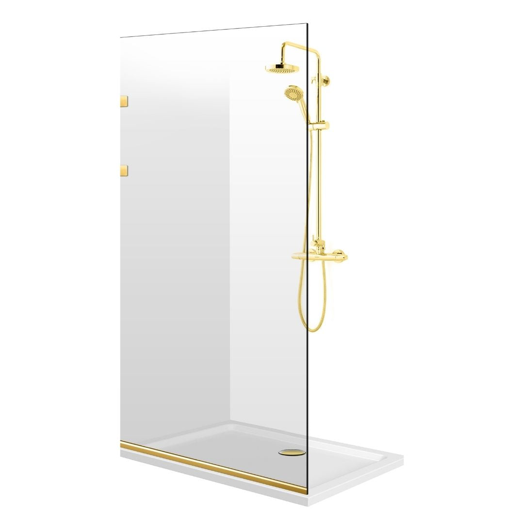 Paravan dus Walk-in, Perete dus Inox, auriu, #Clara #Víztiszta