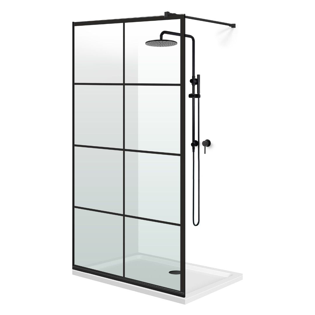 Paravan dus Walk-in, Perete dus  Negru, #Clara #Víztiszta