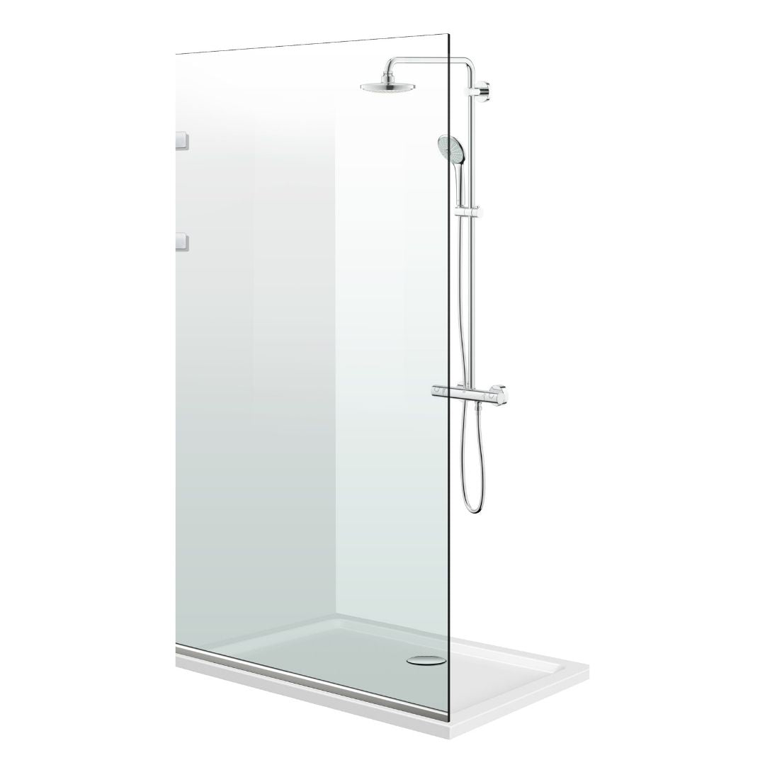 Paroi de douche walk-in Aqua Elegance ® INOX, ferronnerie tout inox, verre clair, sécurisé