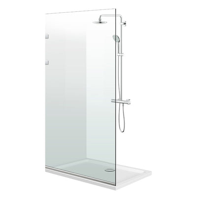 Paroi de douche walk-in Aqua Elegance ® INOX, ferronnerie tout inox, verre clair, sécurisé