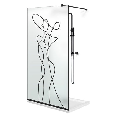 Paravan dus Walk-in, Perete dus  Negru, #Mat #Matt