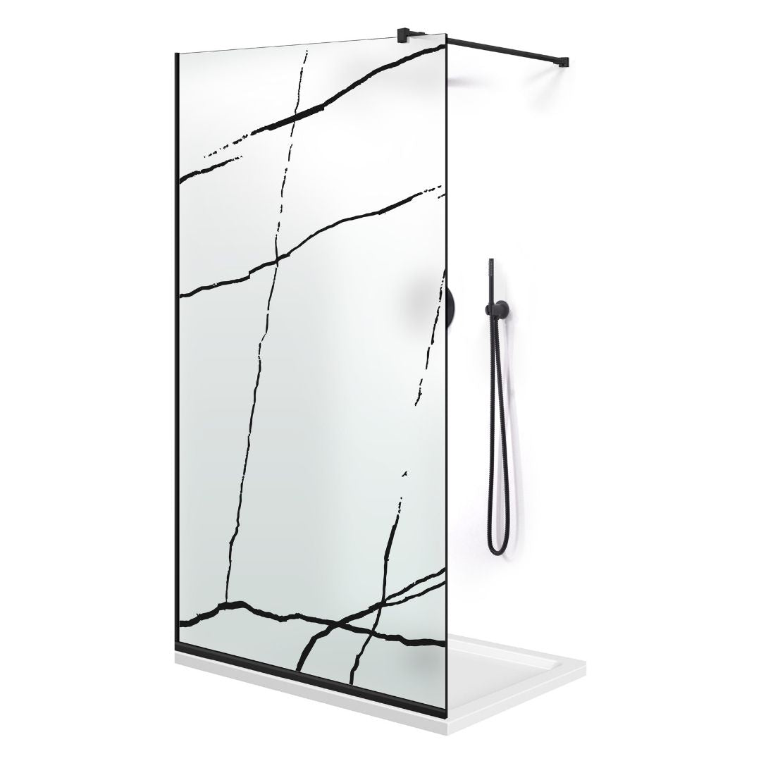 Paravan dus Walk-in, Perete dus  Negru, #Mat #Matt