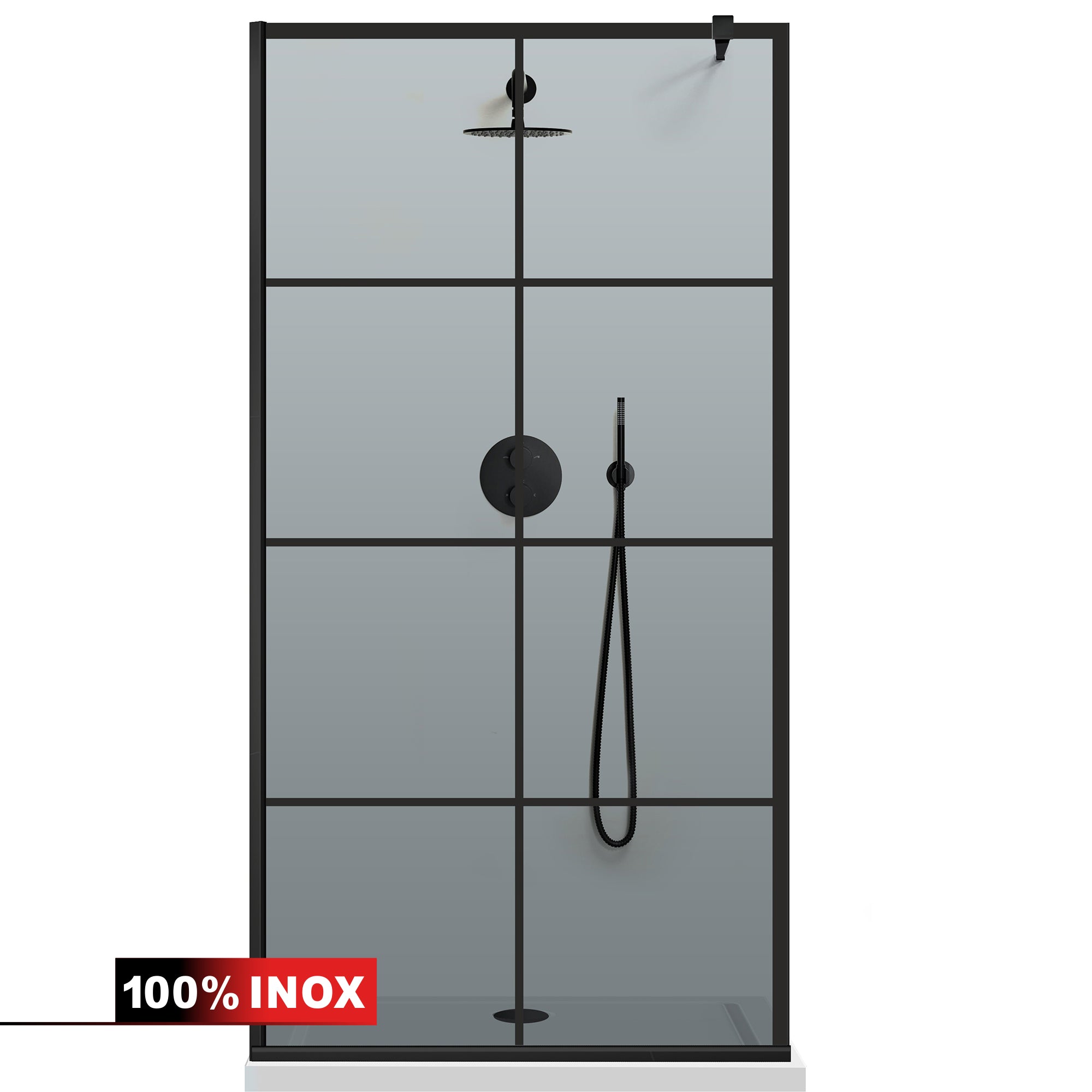 Paravan dus Walk-in, Perete dus  Negru, #Gri #Szürke