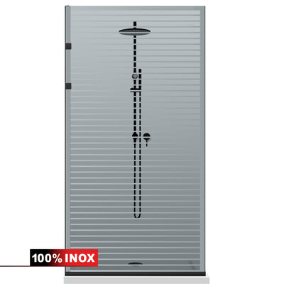Paravan dus Walk-in, Perete dus Inox, negru mat #Gri