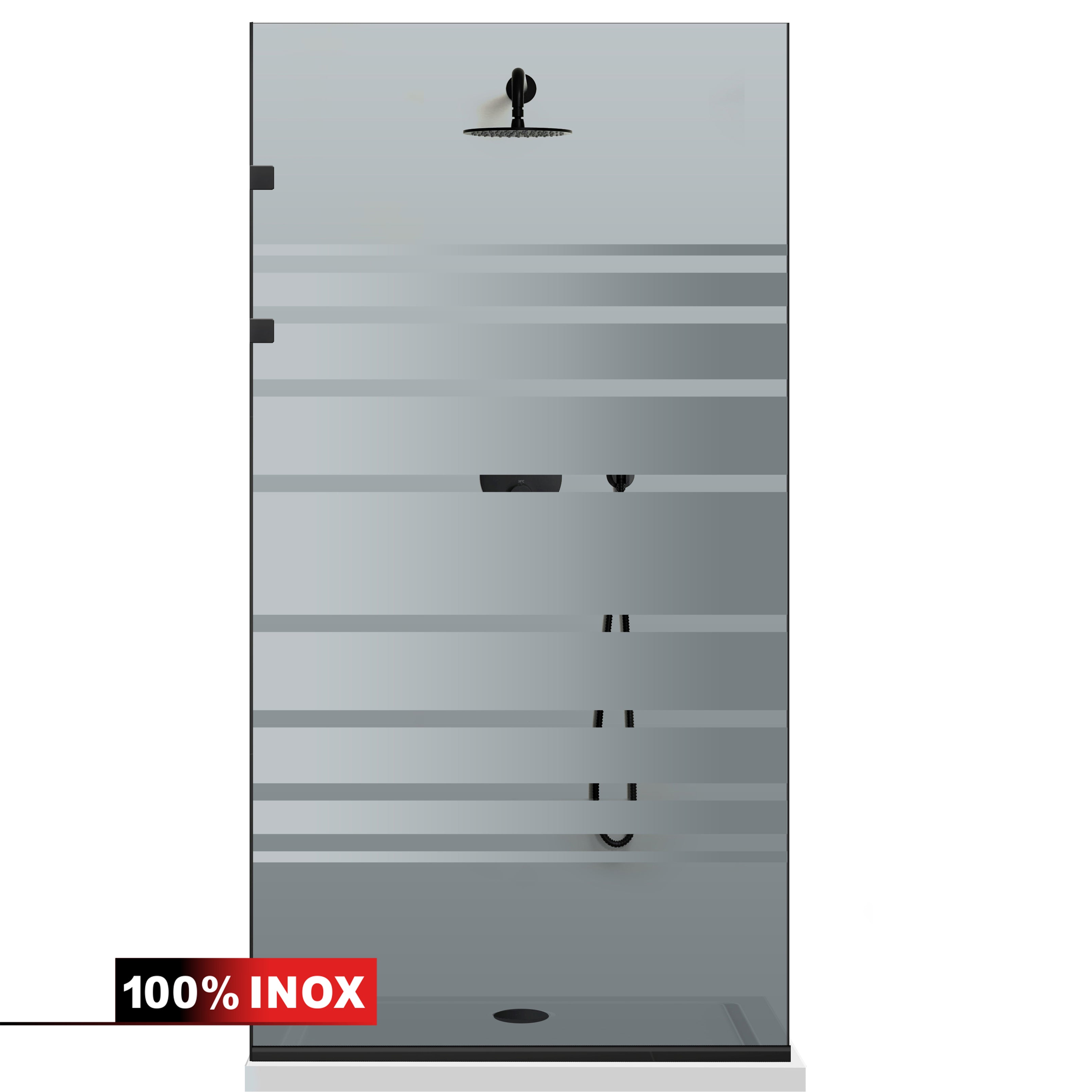 Paravan dus Walk-in, Perete dus Inox, negru mat #Gri