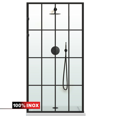 Paravan dus Walk-in, Perete dus Inox, negru mat, #Clara #Víztiszta