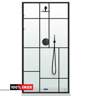 Paravan dus Walk-in, Perete dus Inox, negru mat, #Clara #Víztiszta