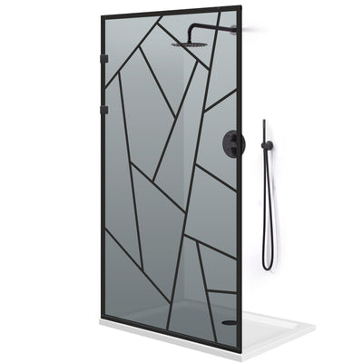 Paravan dus Walk-in, Perete dus Inox, negru mat #Gri