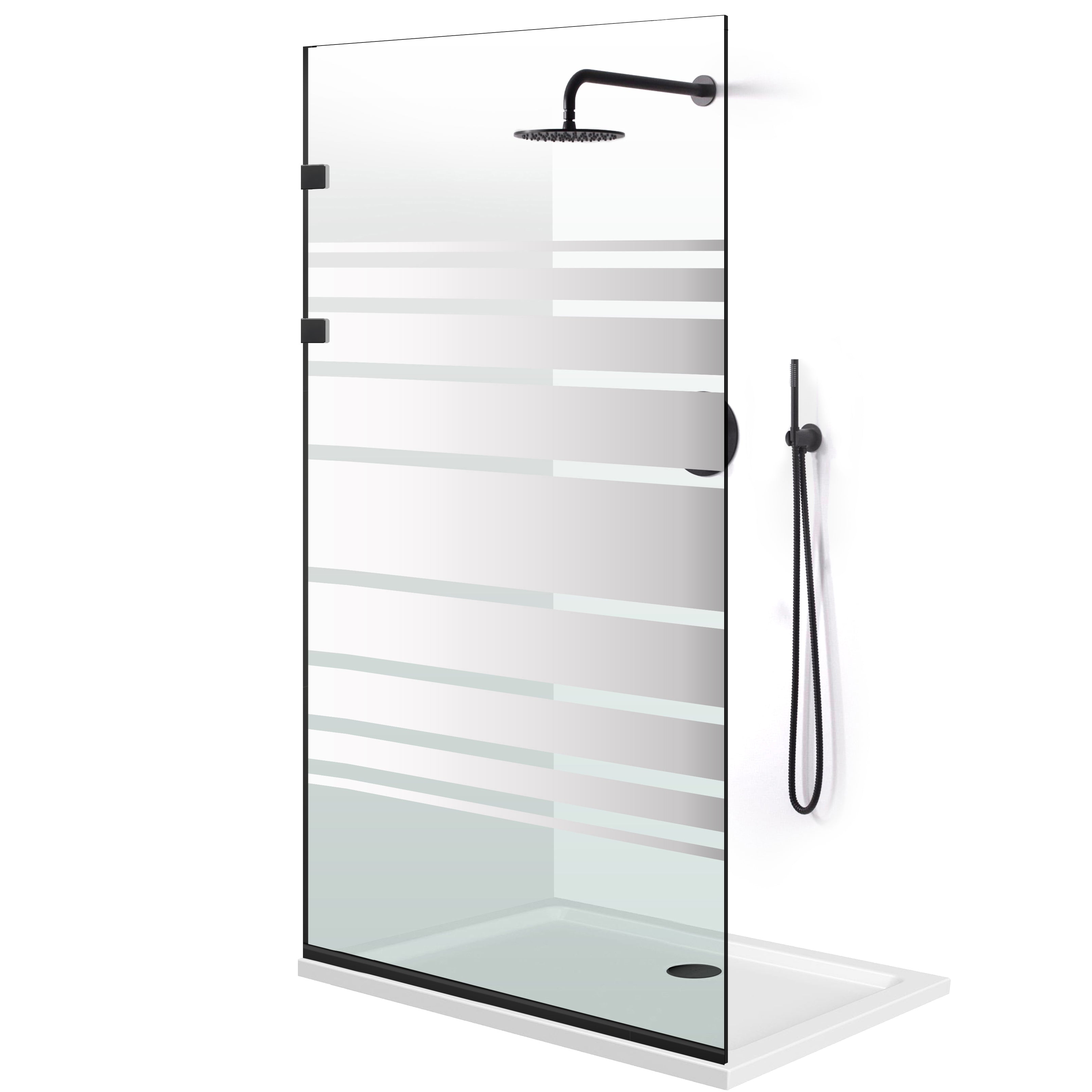 Paravan dus Walk-in, Perete dus Inox, negru mat, #Clara #Víztiszta