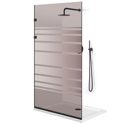 Paravan dus Walk-in, Perete dus Inox, negru mat #Bronz
