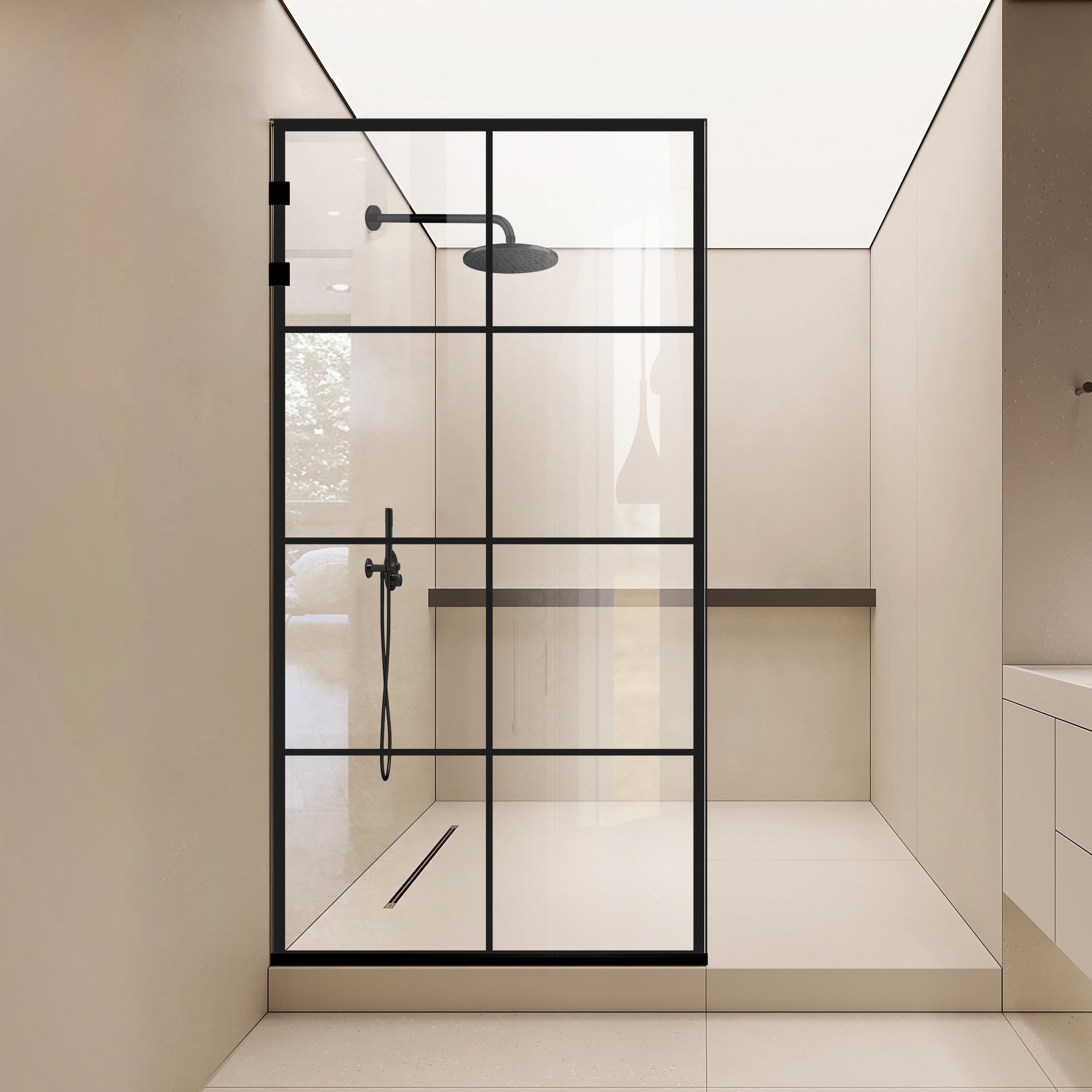 Paravan dus Walk-in, Perete dus Inox, #Clara #Víztiszta