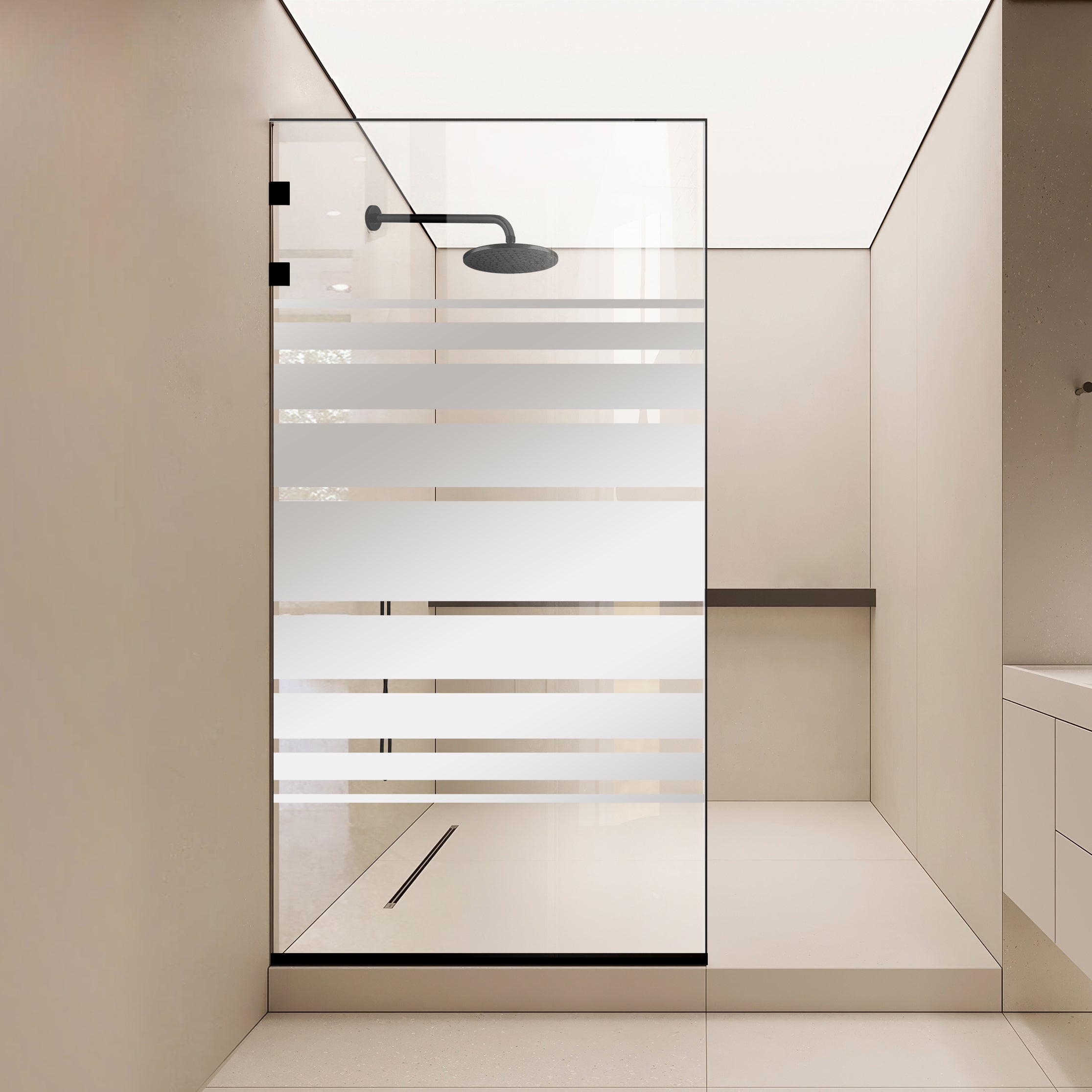 Paravan dus Walk-in, Perete dus Inox, negru mat, #Clara #Víztiszta