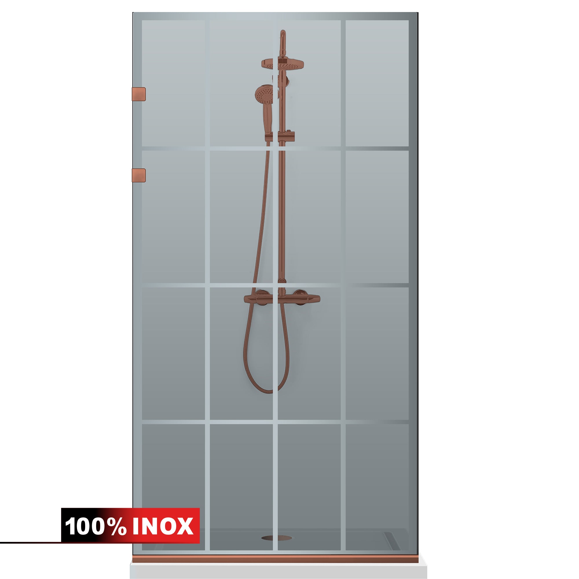 Paravan dus Walk-in, Perete dus Inox, cupru #Gri