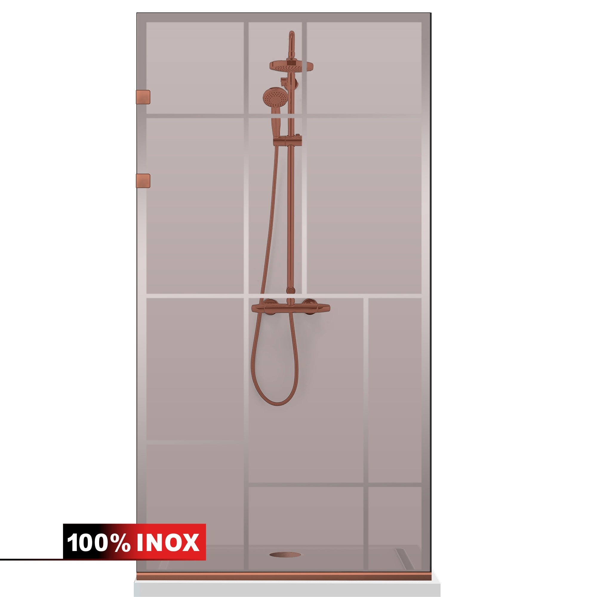Paravan dus Walk-in, Perete dus Inox, cupru #Bronz