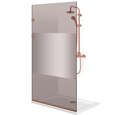 Paravan dus Walk-in, Perete dus Inox, cupru #Bronz