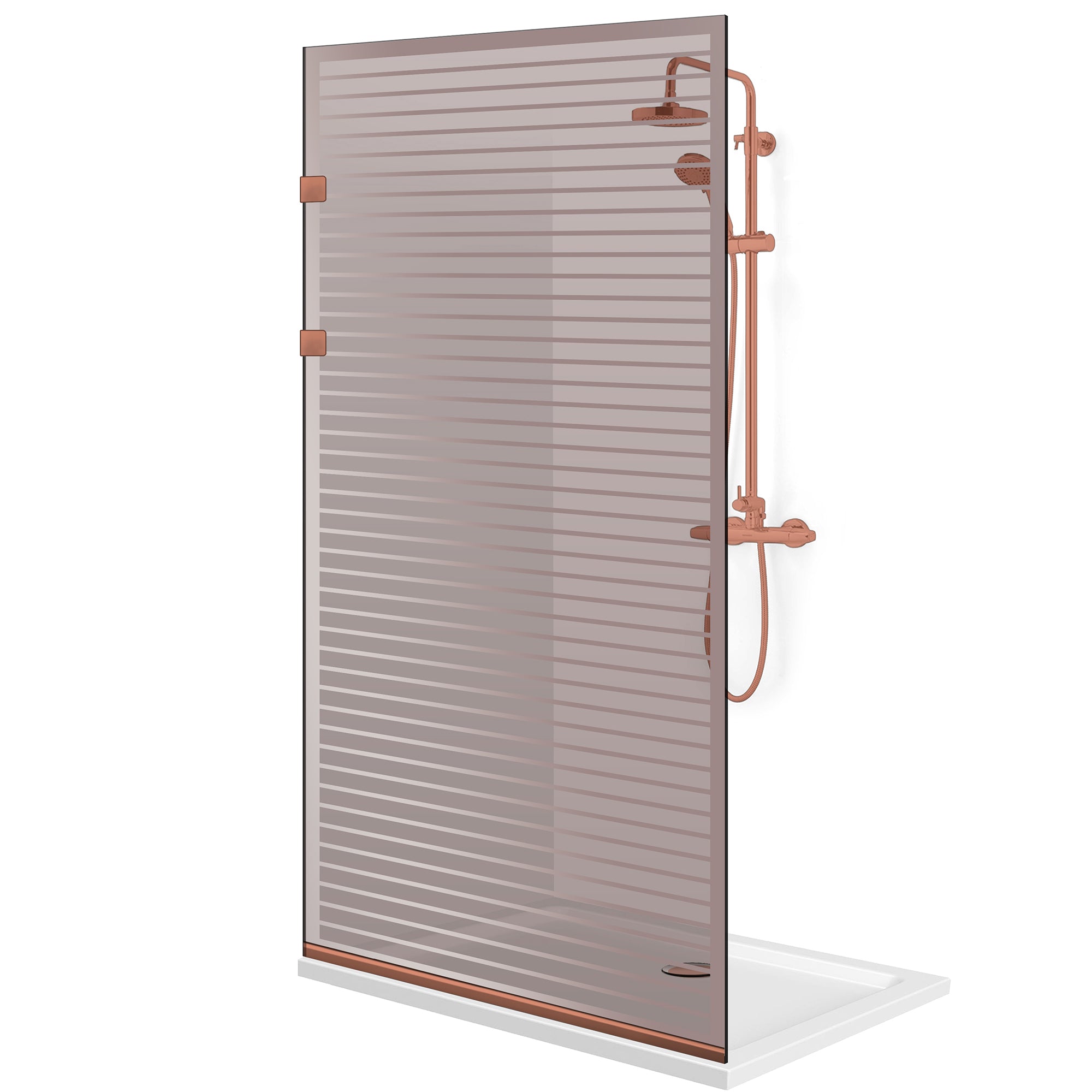 Paravan dus Walk-in, Perete dus Inox, cupru #Bronz