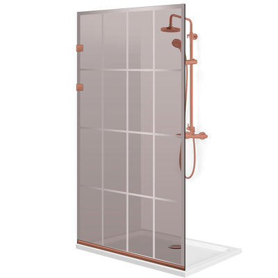 Paravan dus Walk-in, Perete dus Inox, cupru #Bronz