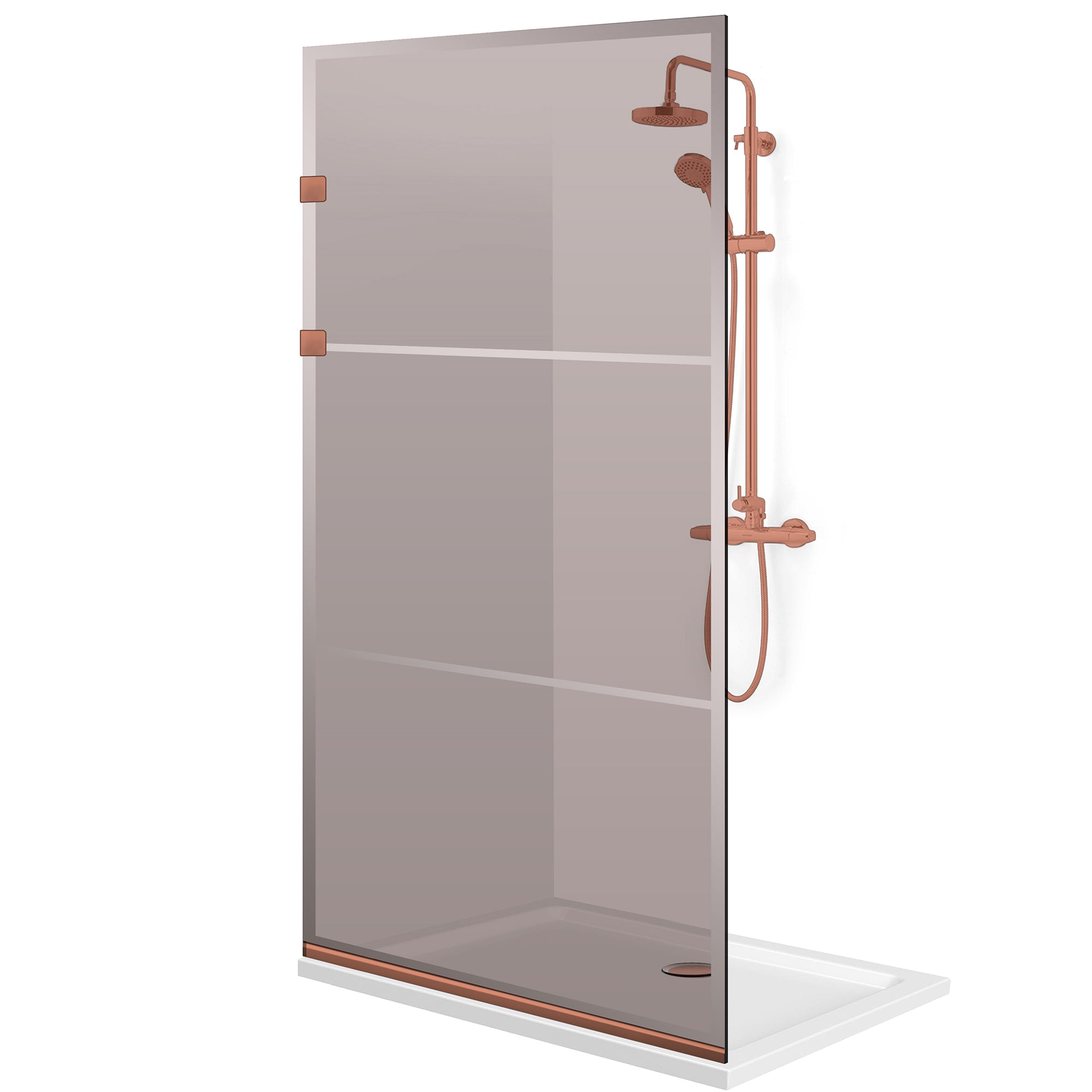 Paravan dus Walk-in, Perete dus Inox, cupru #Bronz