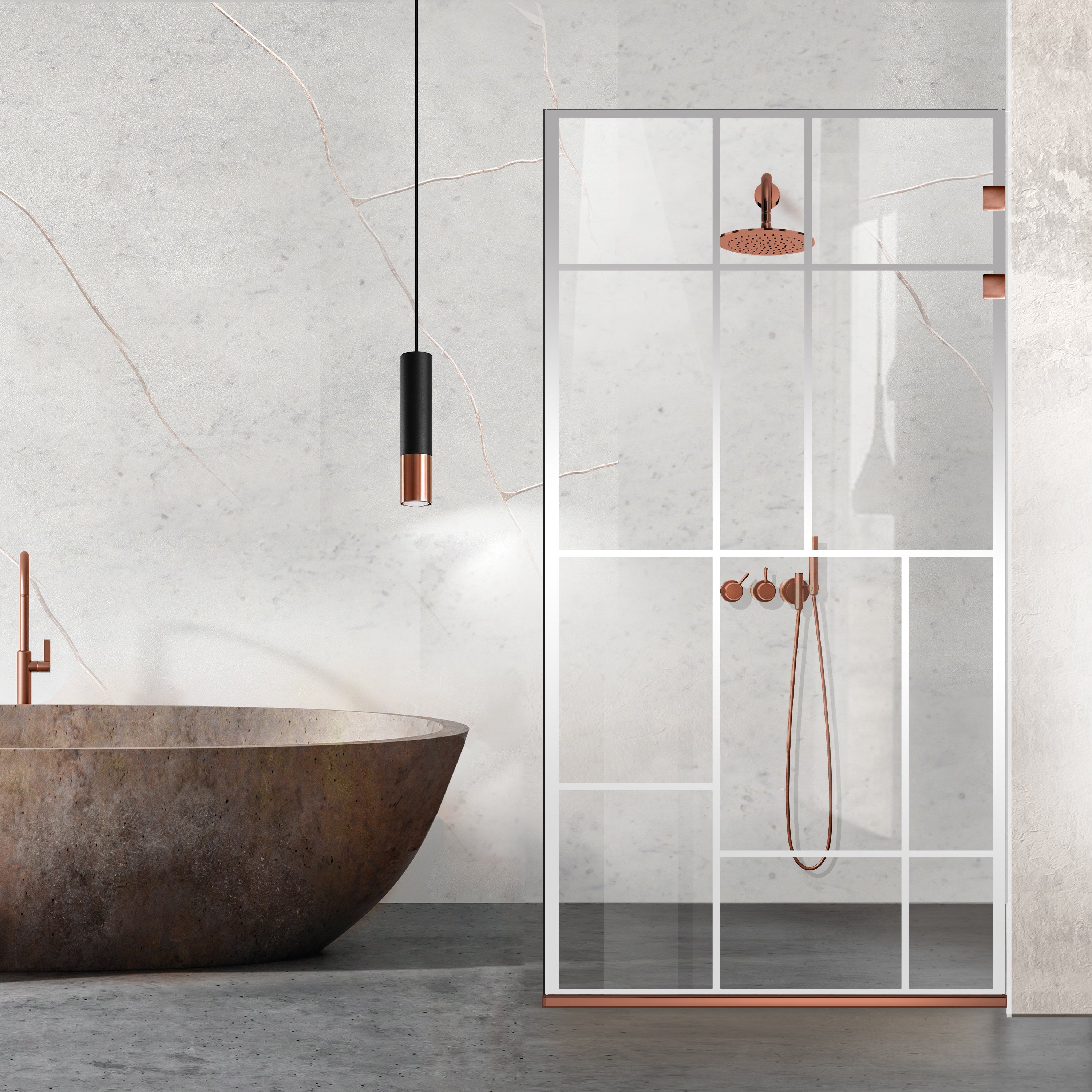 Paravan dus Walk-in, Perete dus Inox, negru mat, #Clara #Víztiszta