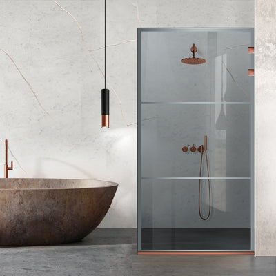 Shower Screens Walk-in, Stainless steel shower wall, copper #Grey