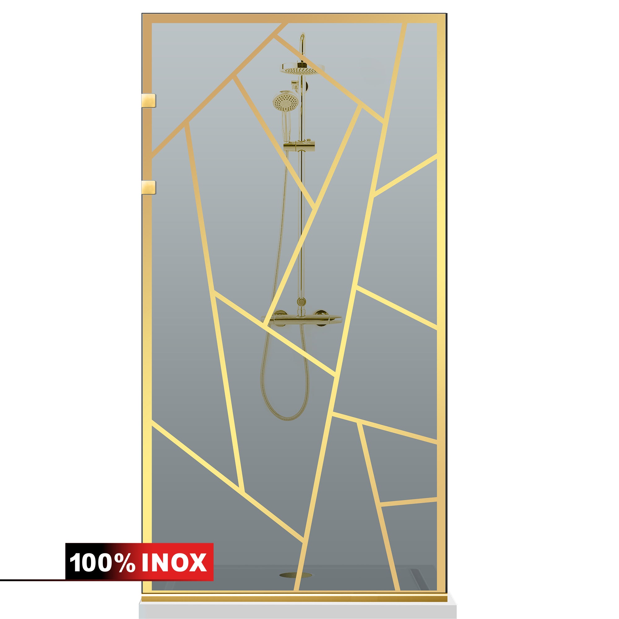 Paravan dus Walk-in, Perete dus Inox, auriu #Gri