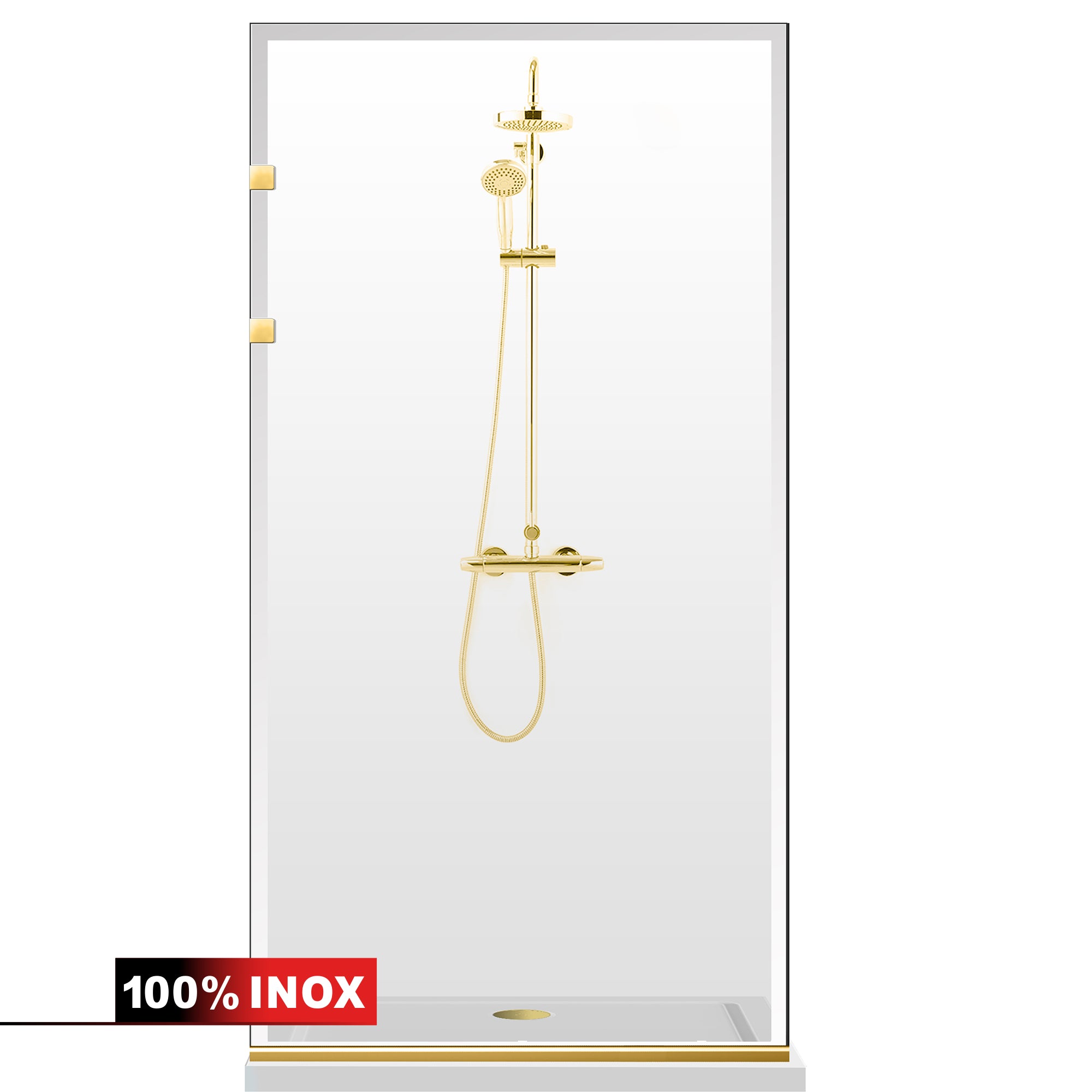 Paravan dus Walk-in, Perete dus Inox, auriu, #Clara #Víztiszta