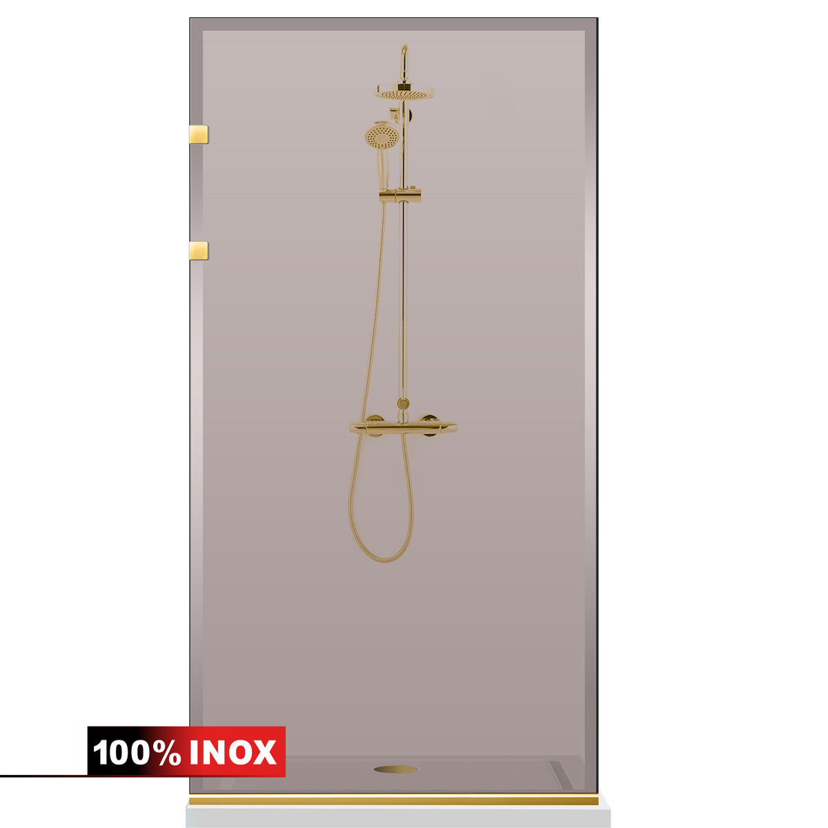 Parois de Douche Walk-in, paroi de douche en Acier inoxydable, dorée #Bronze