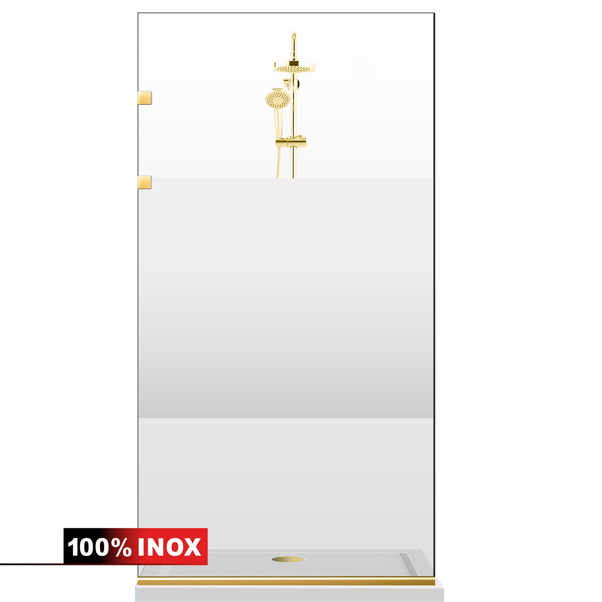 Paravan dus Walk-in, Perete dus Inox, auriu, #Clara #Víztiszta