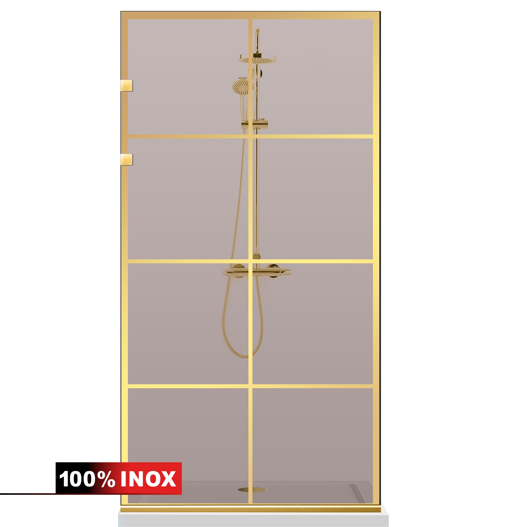 Paravan dus Walk-in, Perete dus Inox, auriu #Bronz