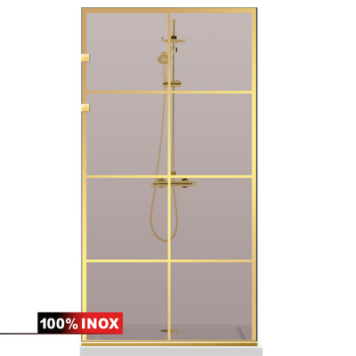 Paravan dus Walk-in, Perete dus Inox, auriu #Bronz