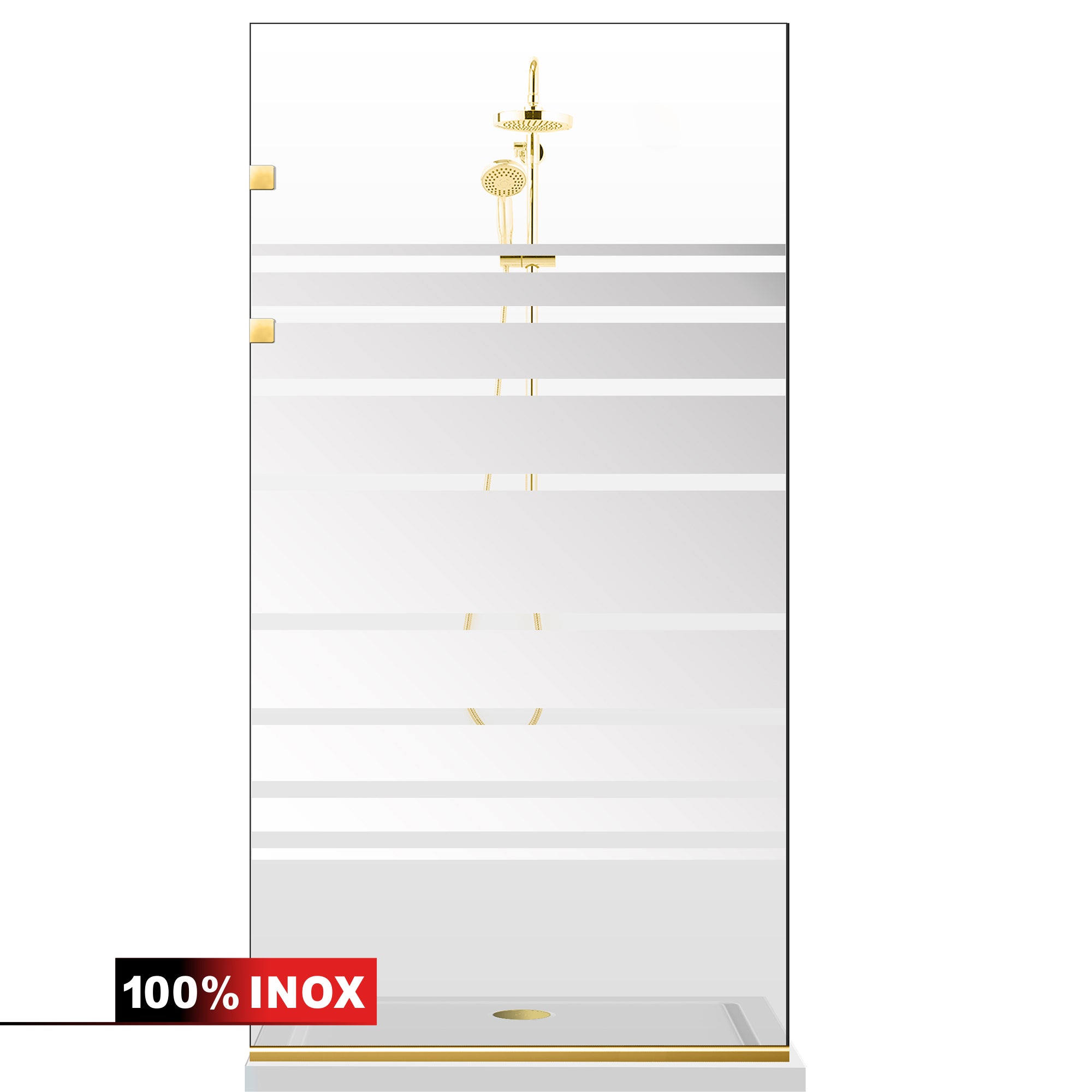 Paravan dus Walk-in, Perete dus Inox, auriu, #Clara #Víztiszta