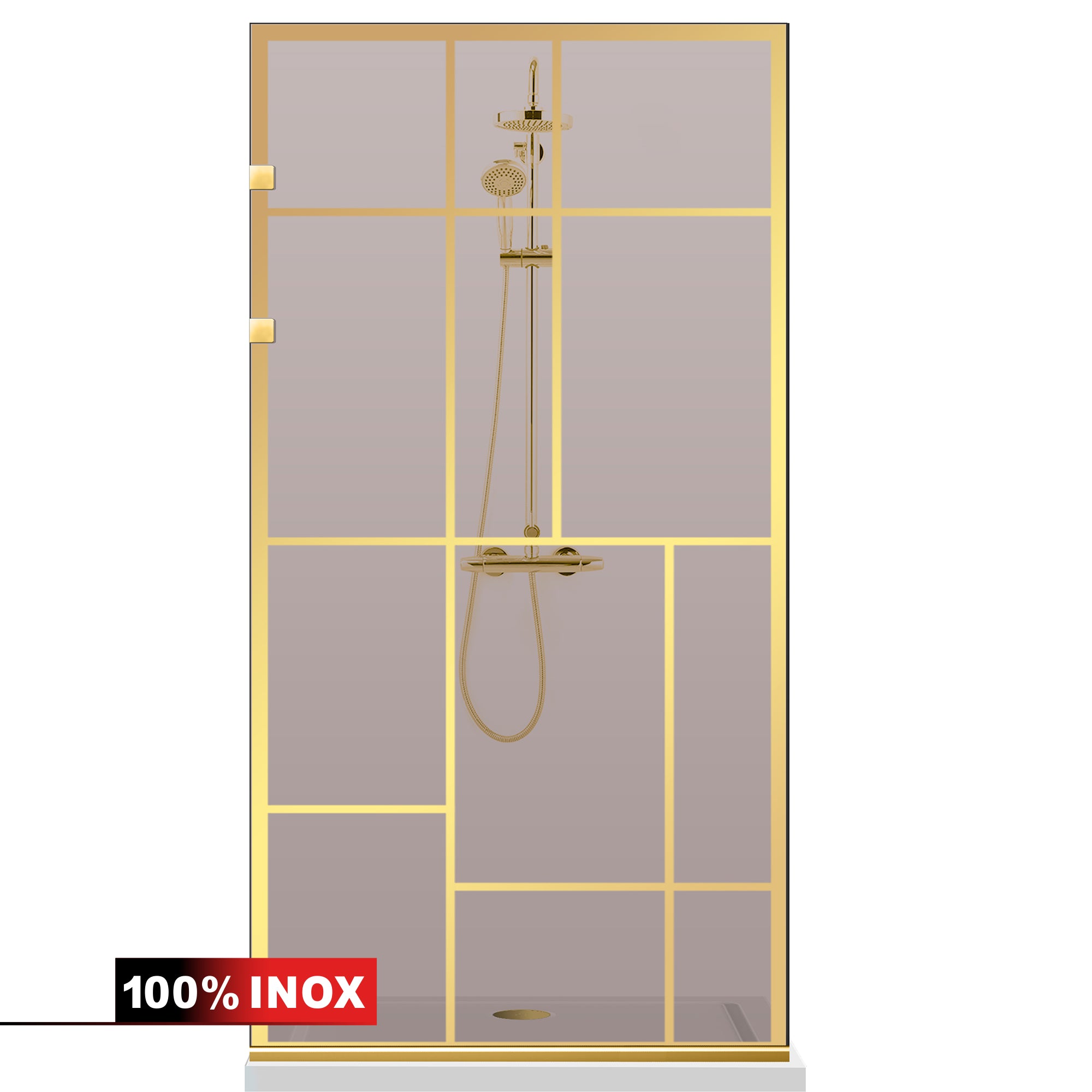 Paravan dus Walk-in, Perete dus Inox, auriu #Bronz