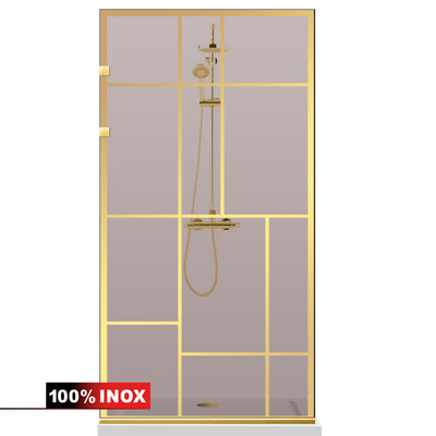 Paravan dus Walk-in, Perete dus Inox, auriu #Bronz