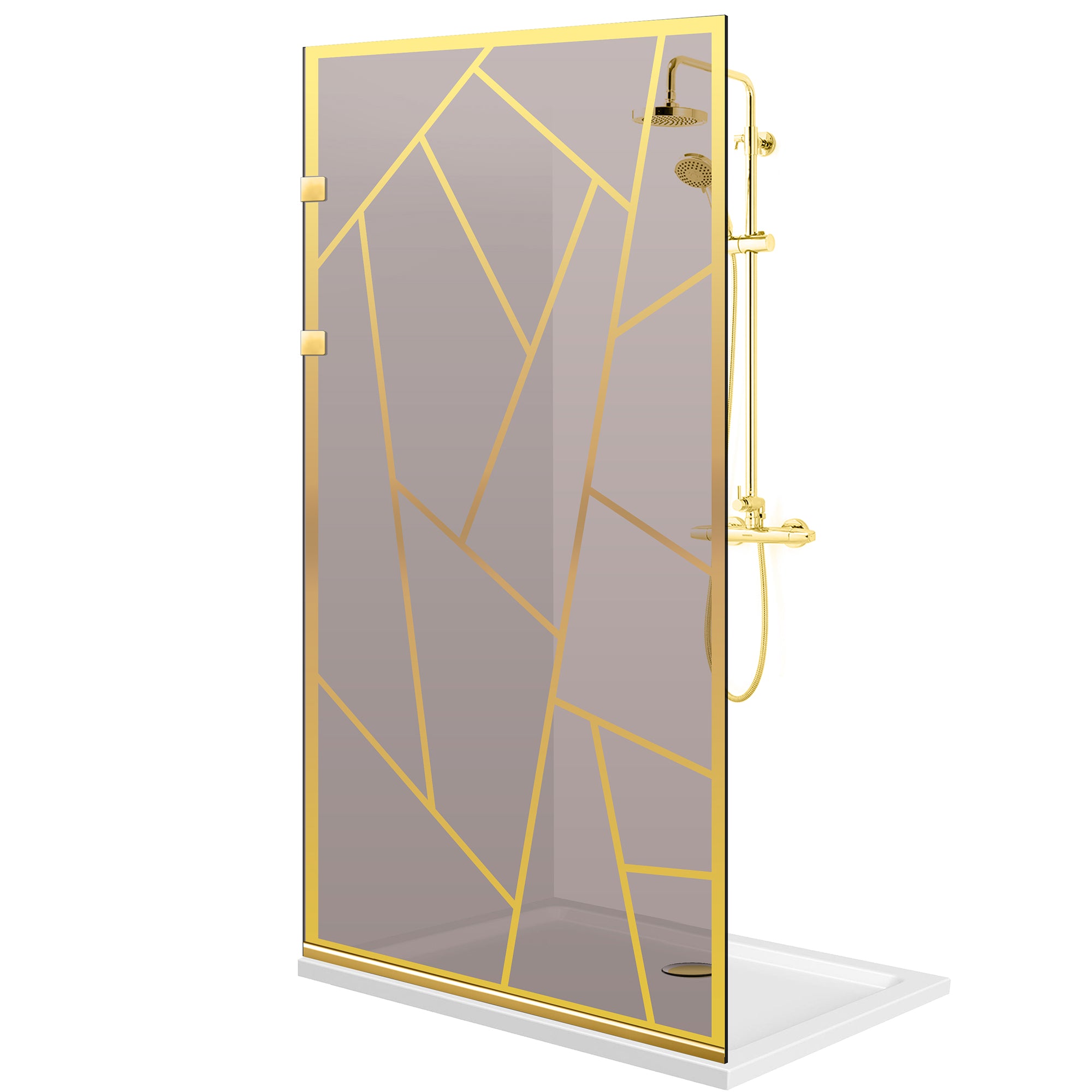 Paravan dus Walk-in, Perete dus Inox, auriu #Bronz