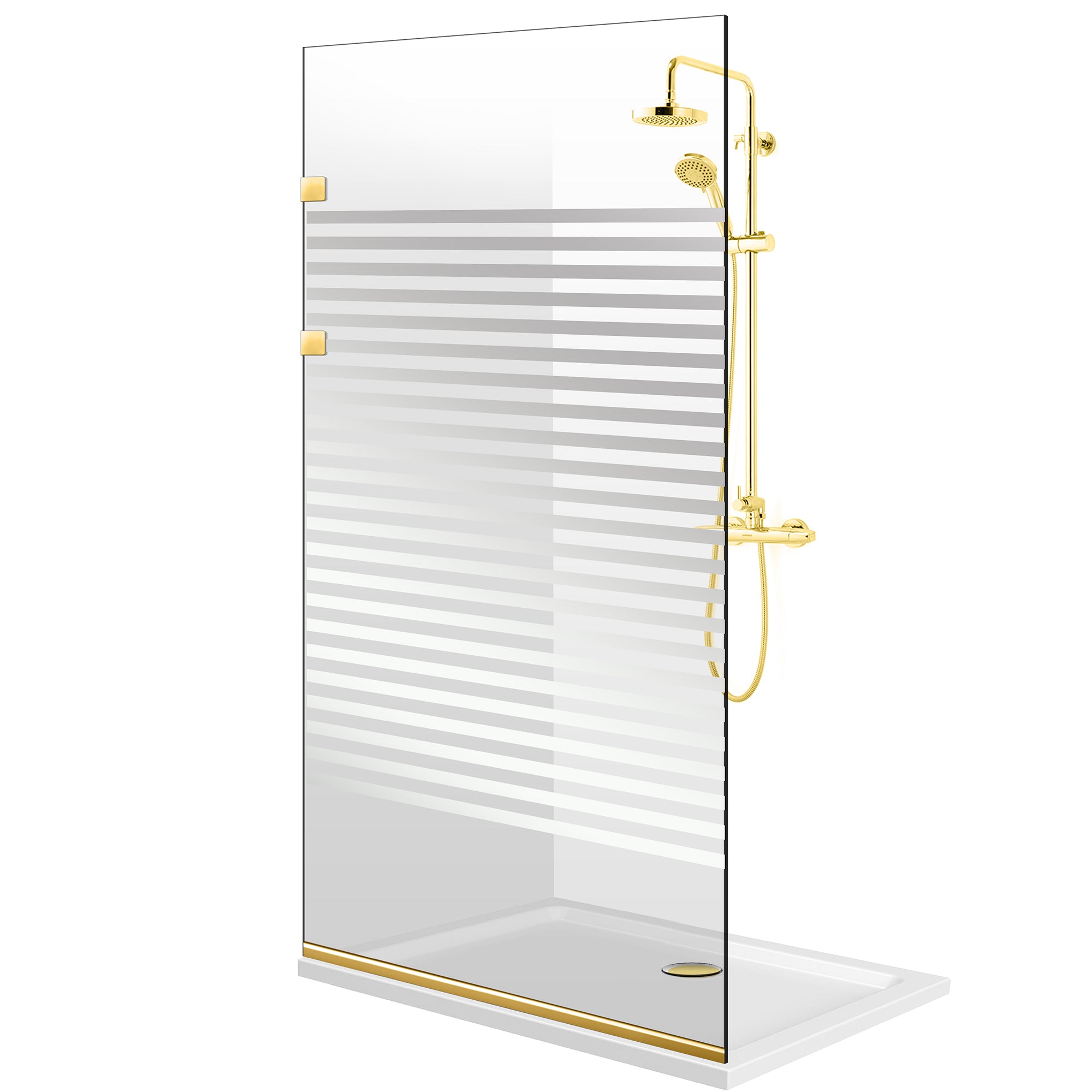 Paravan dus Walk-in, Perete dus Inox, auriu, #Clara #Víztiszta