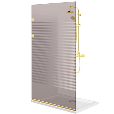Shower Screens Walk-in, Stainless steel shower wall, gold #Bronze